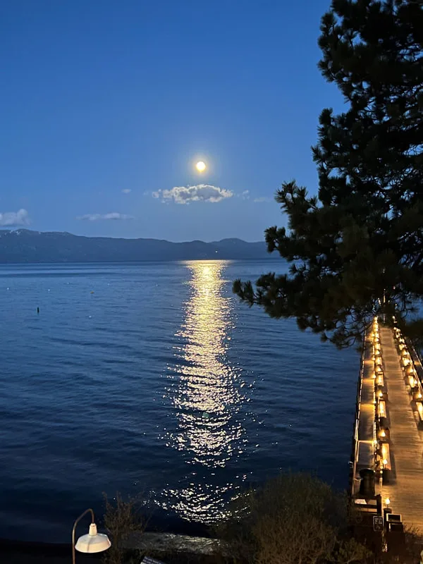 Full moon over Lake Tahoe from the pier