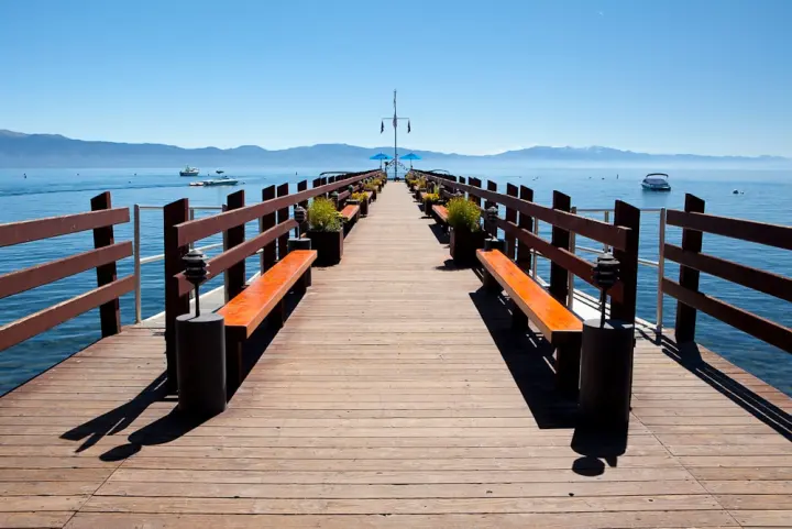 The Gar Woods pier reaching out into Lake Tahoe