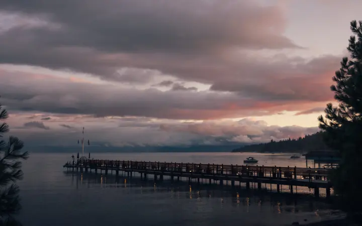 Sunset over the pier at Carnelian Bay