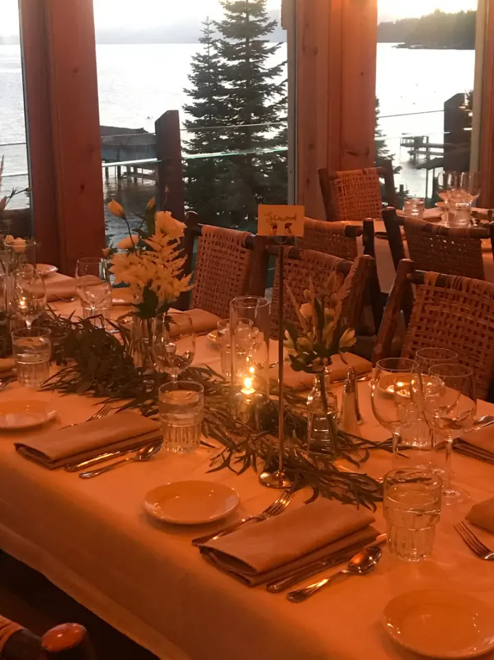 A table for two by the window at dusk