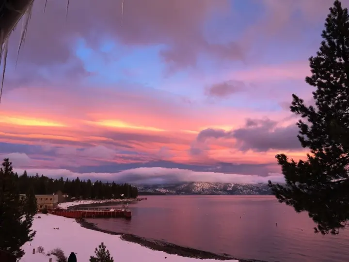 Winter light over the lake from the restaurant